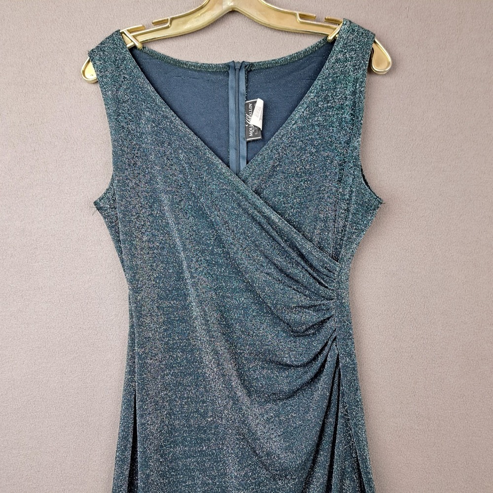 Vintage Molly Malloy Dress Women 10/M‎ Green Maxi Shimmer Ruched Y2K Fairy Bella - Picture 4 of 16